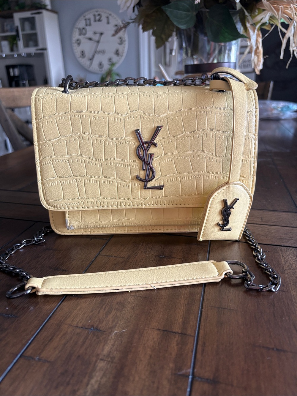 Fashion Croc-Embossed Crossbody Bag In Yellow